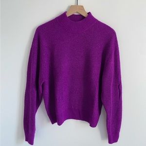 waffle knit mockneck sweater